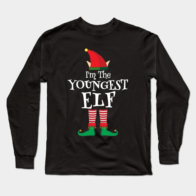 I'm The Youngest Elf Matching Family Christmas Pajama Shirt Long Sleeve T-Shirt by TheMjProduction